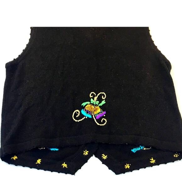 Holiday Sweater Vest Arriviste Woman Black Embellished Size 1X - Picture 5 of 6